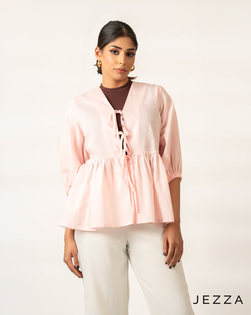 Effortless Charm: Cotton Tie-Front Top 68131